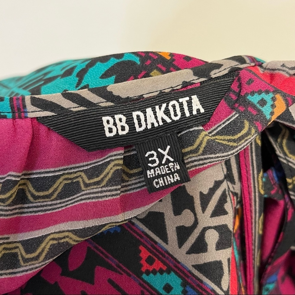 ➕ BB Dakota Patchwork Multi Patterned Blouse Womens Plus Size 3X - Picture 7 of 11